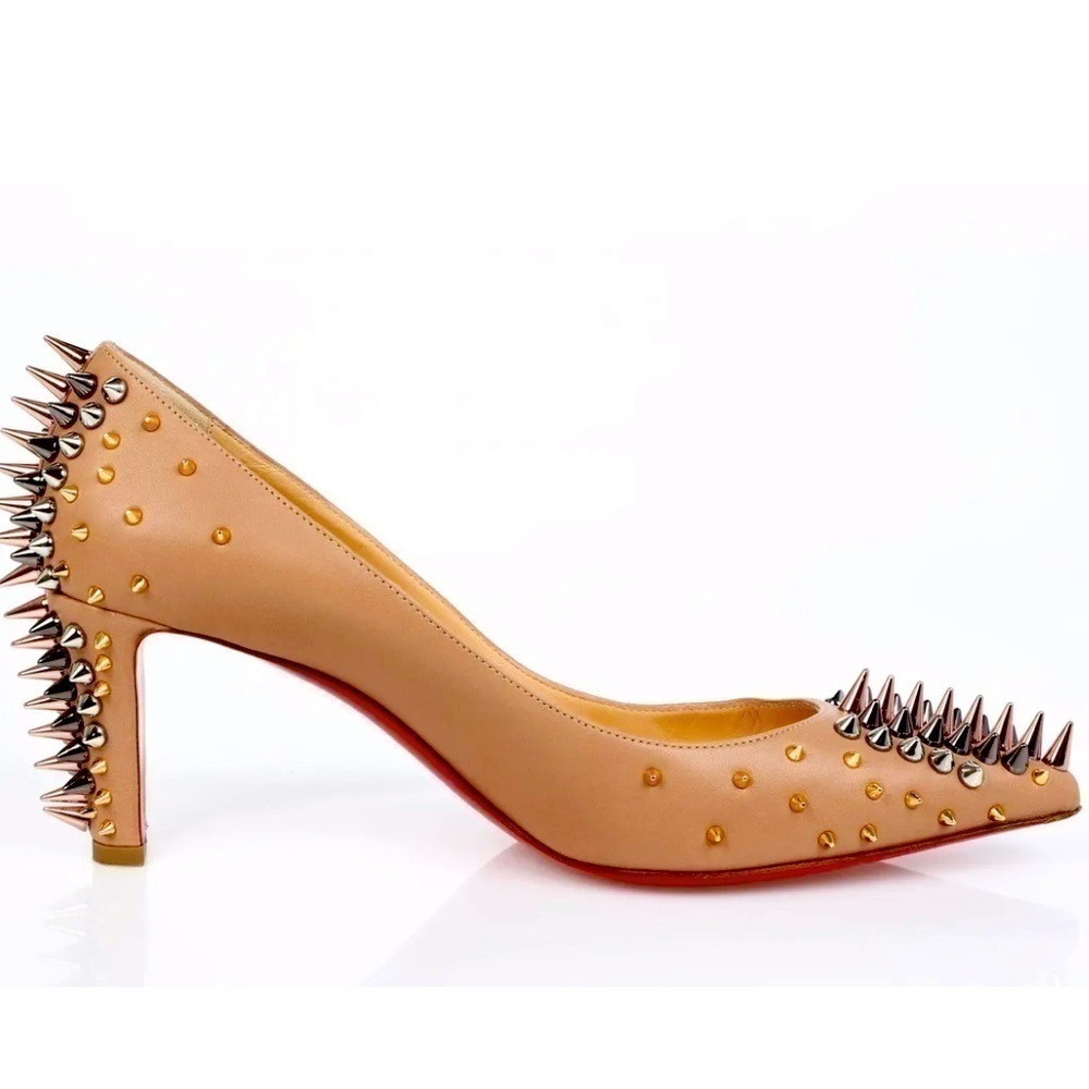 Christian Louboutin Dinosa multicolor spikes 70mm Napa leather Nude pumps EU39.5 - Picture 4 of 10